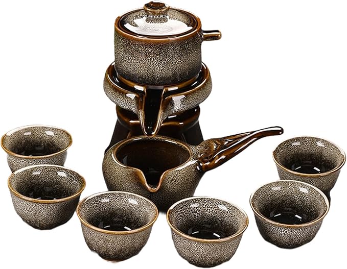 Ceramic Tea Set with Tea Filter and 6 Cups, Traditional Tea Service Set for Loose Leaf Tea