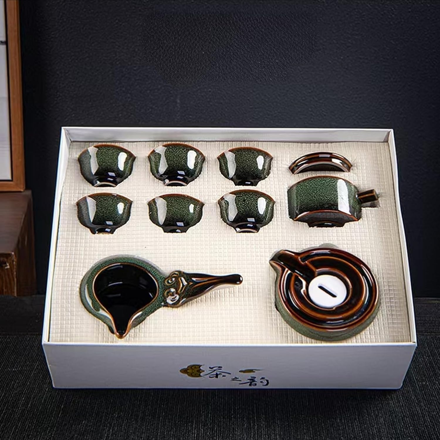 Ceramic Tea Set with Tea Filter and 6 Cups, Traditional Tea Service Set for Loose Leaf Tea
