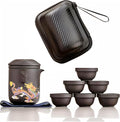 Portable Chinese Kung Fu Tea Set with Travel Case – Ceramic Tea Cups & Tea Brewing Mug Set for Home, Office & Outdoor Use
