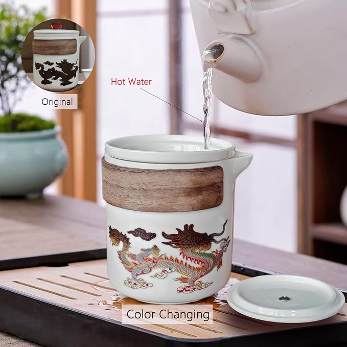 Portable Chinese Kung Fu Tea Set with Travel Case – Ceramic Tea Cups & Tea Brewing Mug Set for Home, Office & Outdoor Use