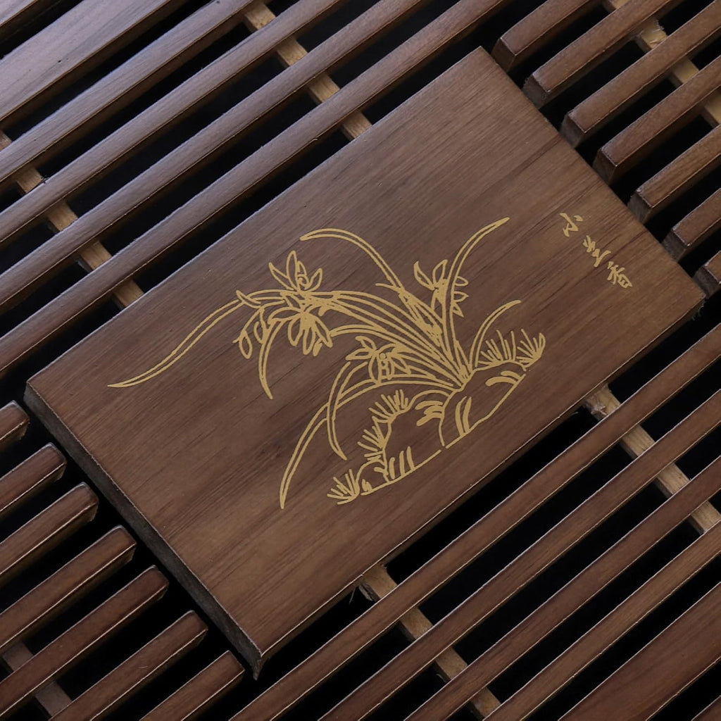 Wooden Gongfu Tea Tray with Drainage System – Traditional Tea Serving Tray for Tea Ceremony, Tea Table & Loose Leaf Tea Brewing