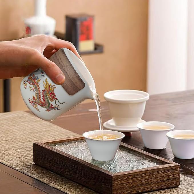 Portable Chinese Kung Fu Tea Set with Travel Case – Ceramic Tea Cups & Tea Brewing Mug Set for Home, Office & Outdoor Use