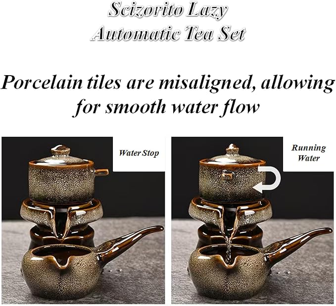 Ceramic Tea Set with Tea Filter and 6 Cups, Traditional Tea Service Set for Loose Leaf Tea
