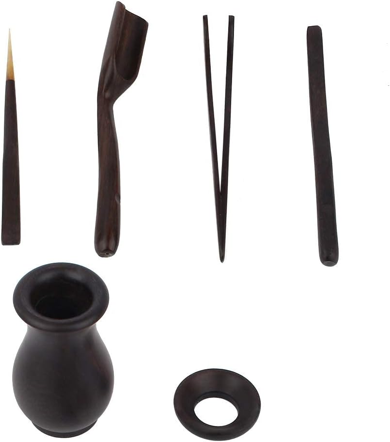 Wooden Tea Tool Set with Holder – Tea Scoop, Tea Pick & Tea Accessories Organizer for Gongfu Tea Ceremony