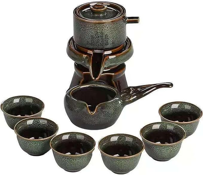 Ceramic Tea Set with Tea Filter and 6 Cups, Traditional Tea Service Set for Loose Leaf Tea